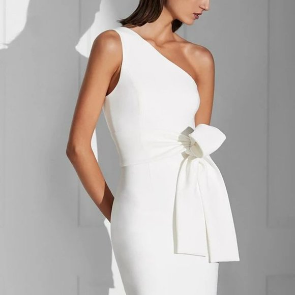 Shona Joy - Lucy One Shoulder Midi Dress Ivory Sizes AU8 to AU14 - Picture 3 of 5